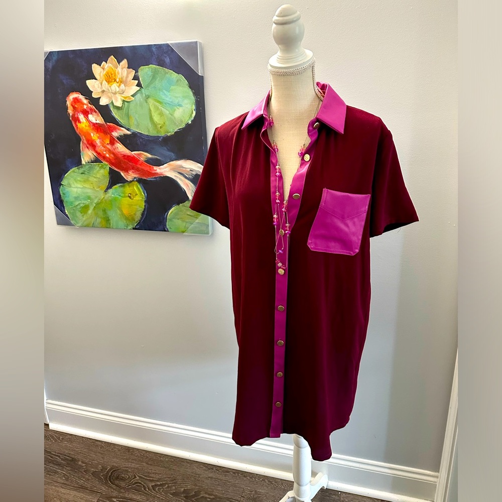 Entro faux leather burgundy dress